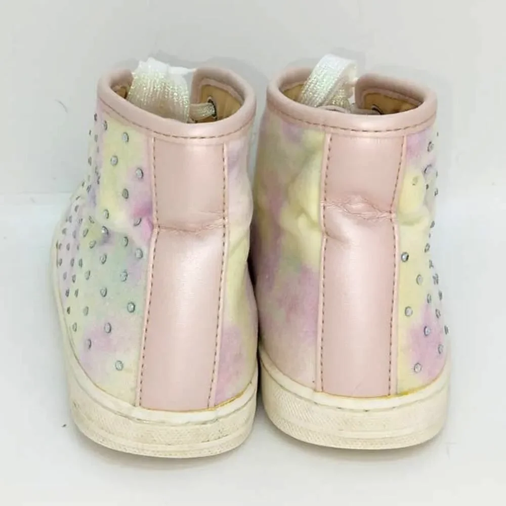 The Childrens Place Girls Pre-owned Pink High Top w/Rhinestones Sneakers - sz. 4